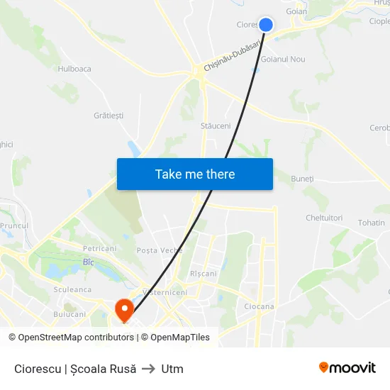 Ciorescu | Școala Rusă to Utm map