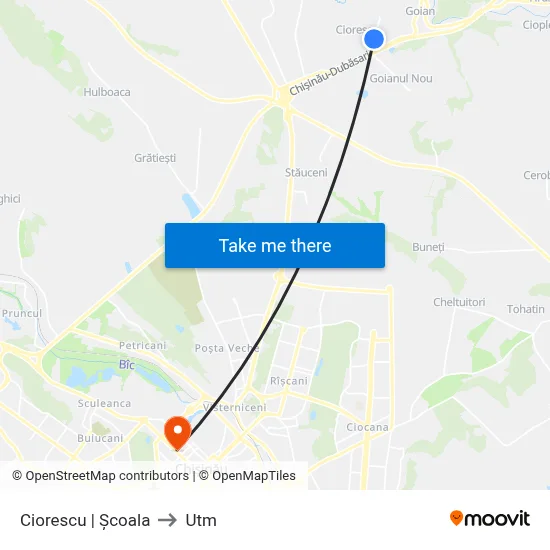Ciorescu | Școala to Utm map
