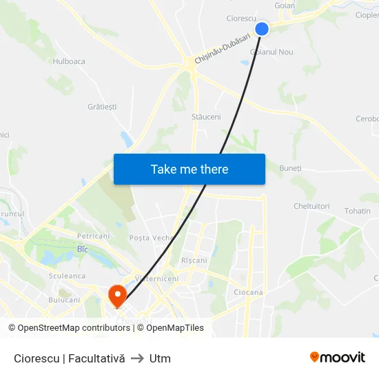 Ciorescu | Facultativă to Utm map