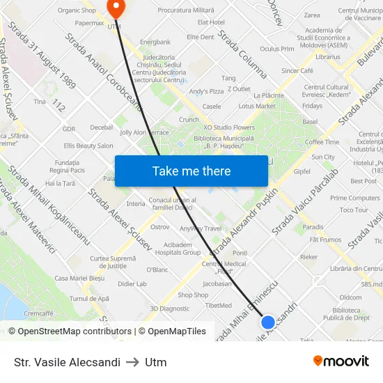 Str. Vasile Alecsandi to Utm map