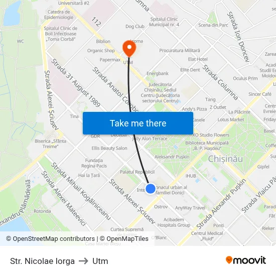 Str. Nicolae Iorga to Utm map