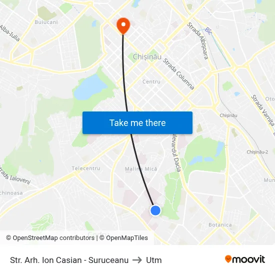 Str. Arh. Ion Casian - Suruceanu to Utm map