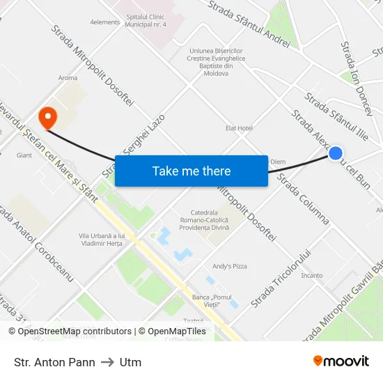 Str. Anton Pann to Utm map