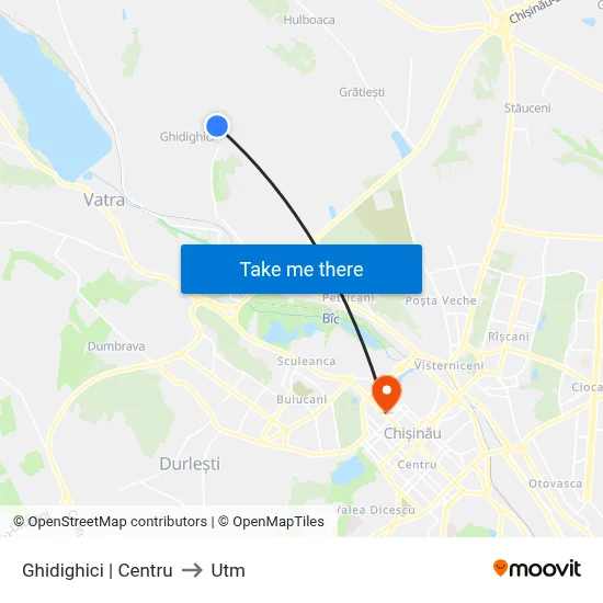 Ghidighici | Centru to Utm map