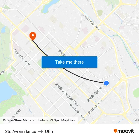 Str. Avram Iancu to Utm map