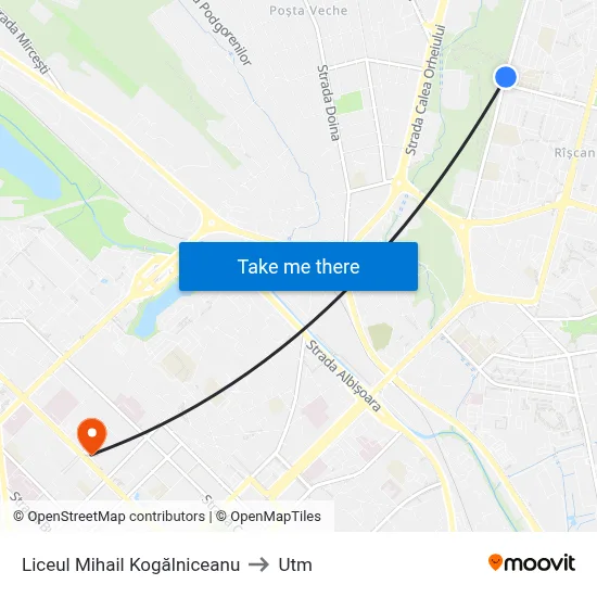 Liceul Mihail Kogălniceanu to Utm map