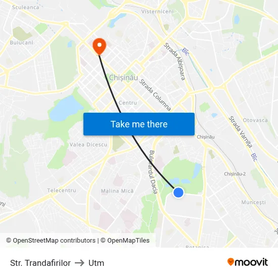 Str. Trandafirilor to Utm map