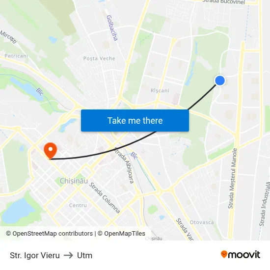 Str. Igor Vieru to Utm map