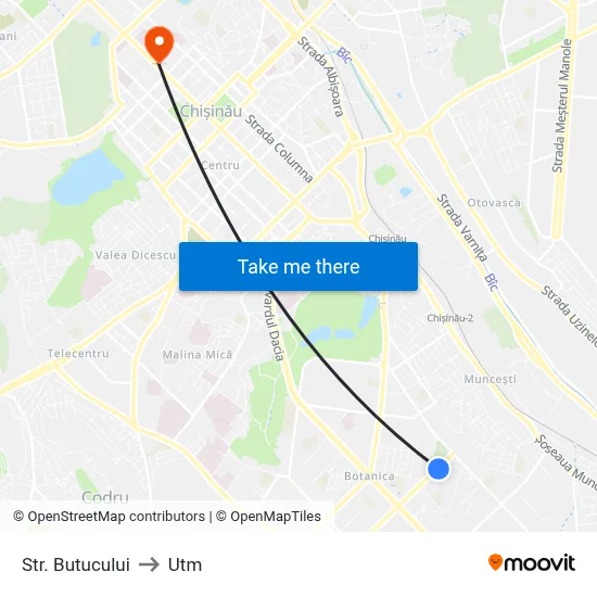 Str. Butucului to Utm map