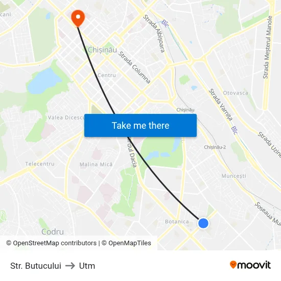 Str. Butucului to Utm map
