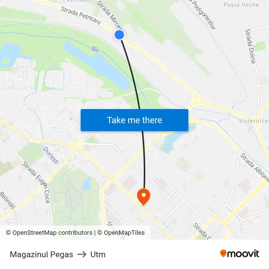 Magazinul Pegas to Utm map