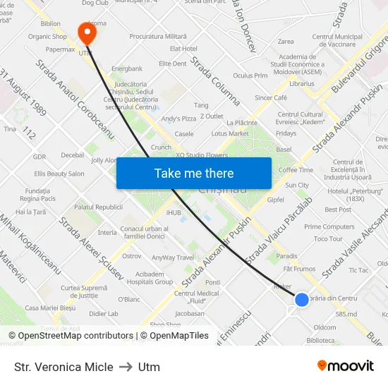 Str. Veronica Micle to Utm map