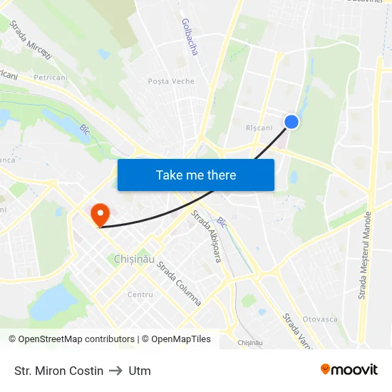 Str. Miron Costin to Utm map