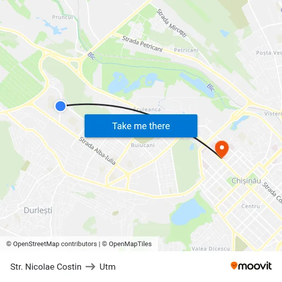Str. Nicolae Costin to Utm map