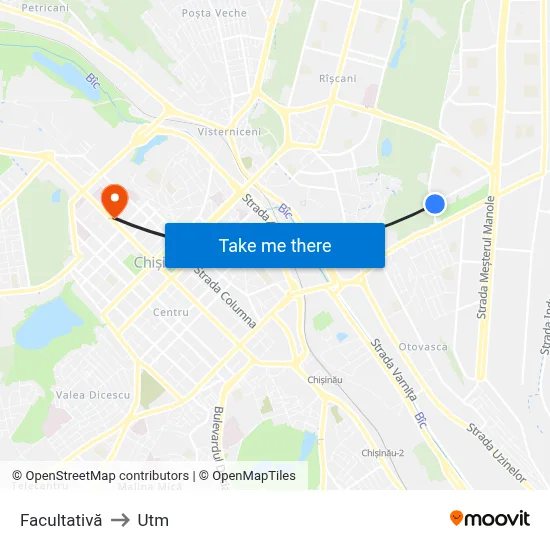 Facultativă to Utm map