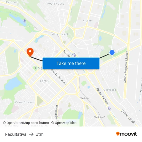 Facultativă to Utm map