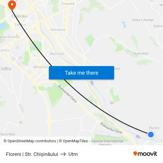 Floreni | Str. Chișinăului to Utm map