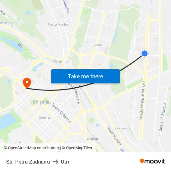 Str. Petru Zadnipru to Utm map