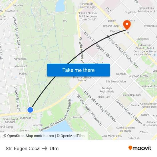 Str. Eugen Coca to Utm map