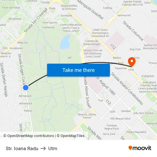 Str. Ioana Radu to Utm map
