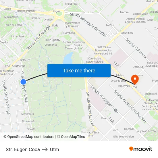 Str. Eugen Coca to Utm map
