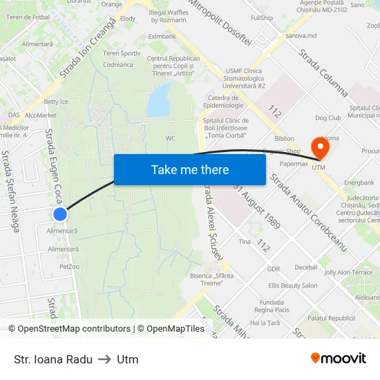Str. Ioana Radu to Utm map