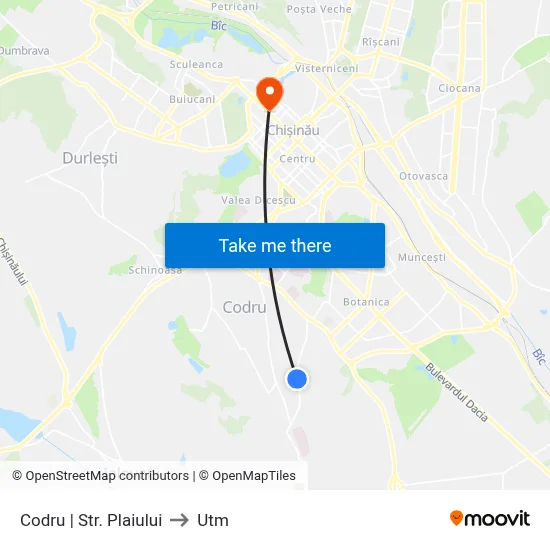 Codru | Str. Plaiului to Utm map
