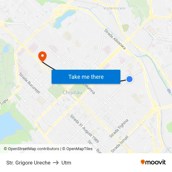 Str. Grigore Ureche to Utm map