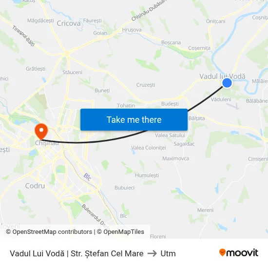 Vadul Lui Vodă | Str. Ștefan Cel Mare to Utm map