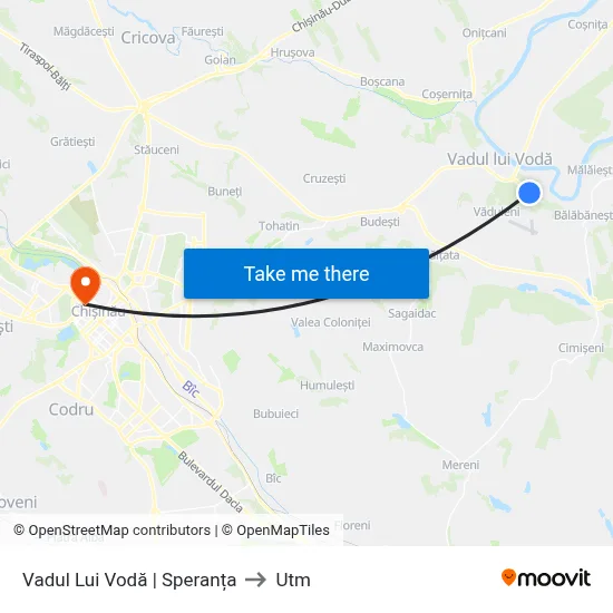 Vadul Lui Vodă | Speranța to Utm map