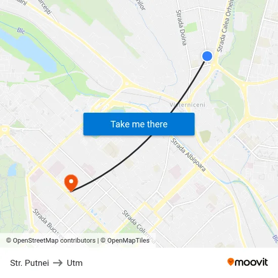 Str. Putnei to Utm map