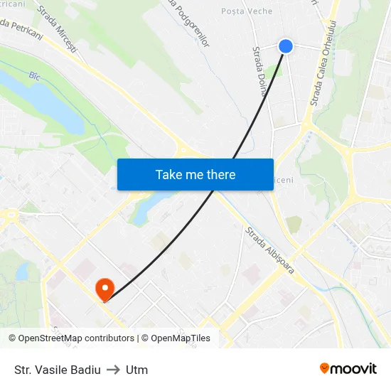Str. Vasile Badiu to Utm map