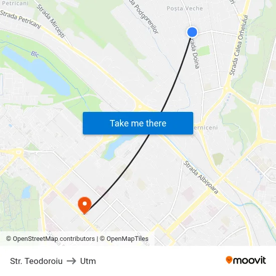Str. Teodoroiu to Utm map