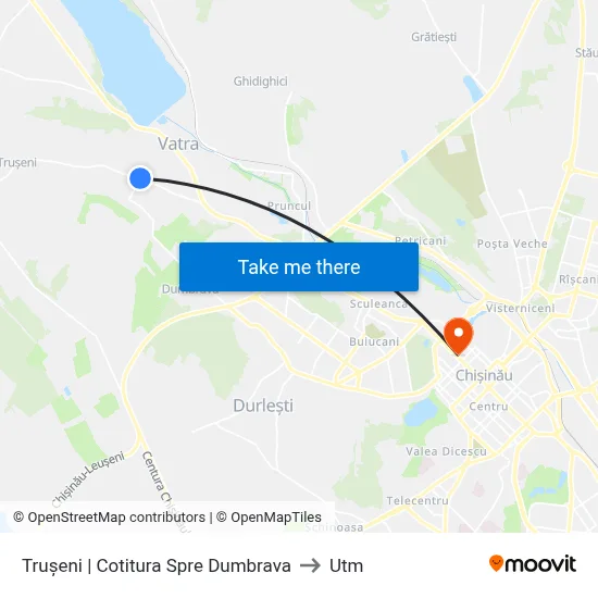 Trușeni | Cotitura Spre Dumbrava to Utm map