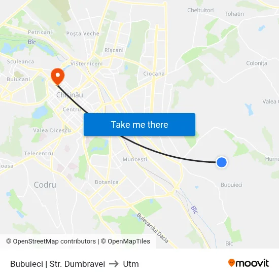 Bubuieci | Str. Dumbravei to Utm map