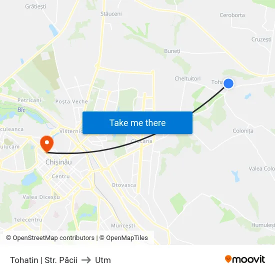 Tohatin | Str. Păcii to Utm map