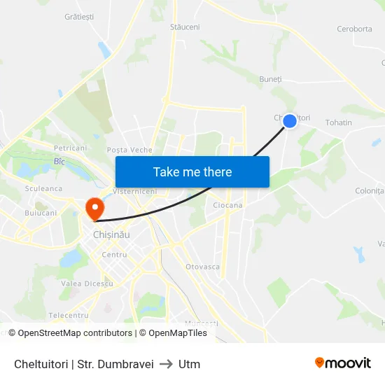 Cheltuitori | Str. Dumbravei to Utm map