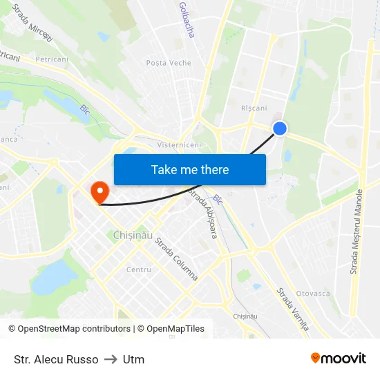 Str. Alecu Russo to Utm map