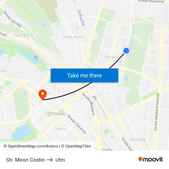 Str. Miron Costin to Utm map
