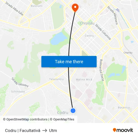 Codru | Facultativă to Utm map