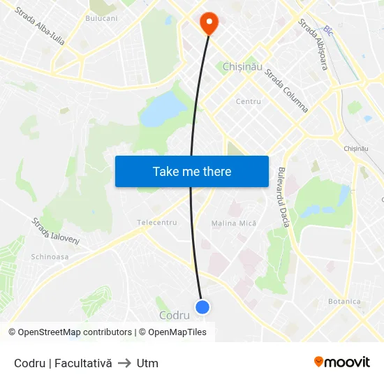 Codru | Facultativă to Utm map