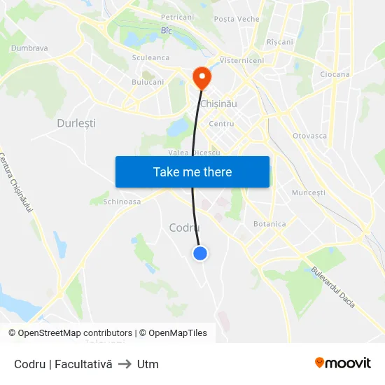Codru | Facultativă to Utm map