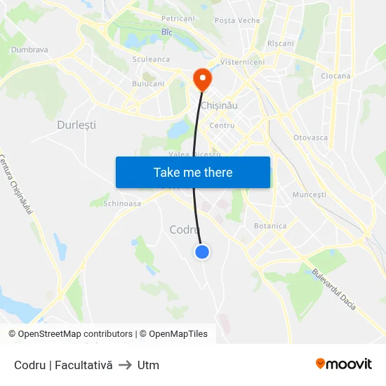 Codru | Facultativă to Utm map