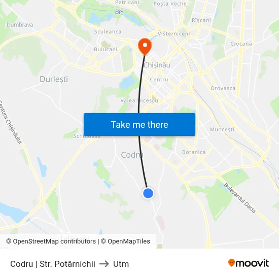 Codru | Str. Potârnichii to Utm map