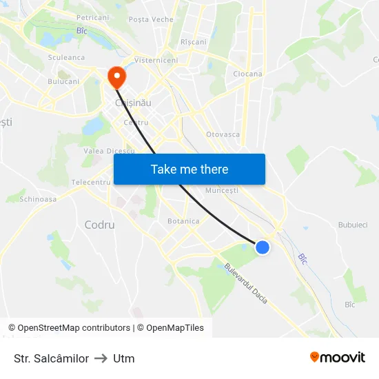 Str. Salcâmilor to Utm map