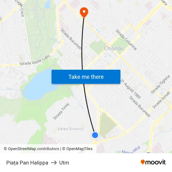 Piața Pan Halippa to Utm map