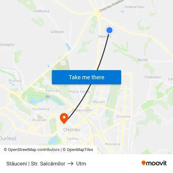 Stăuceni | Str. Salcâmilor to Utm map