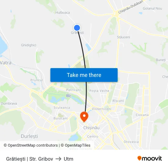 Grătiești | Str. Gribov to Utm map