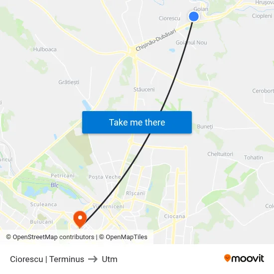 Ciorescu | Terminus to Utm map