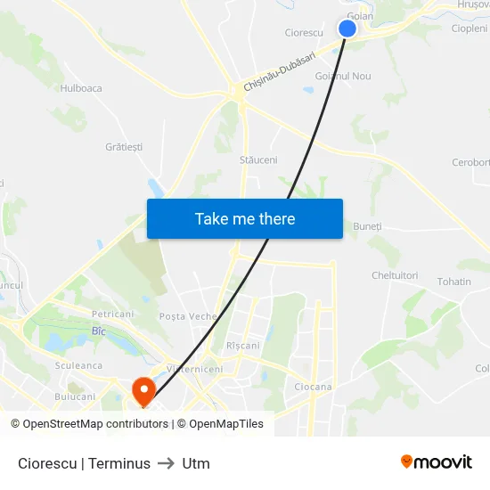 Ciorescu | Terminus to Utm map